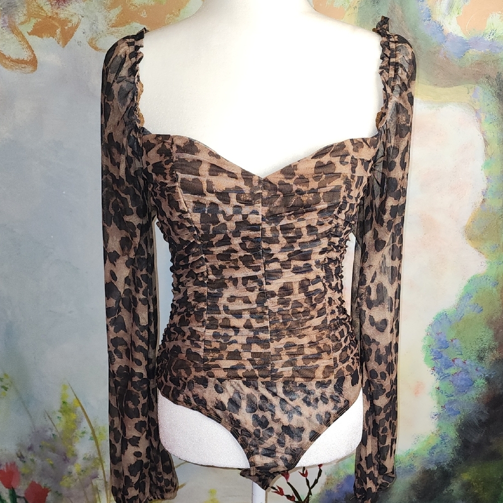 Lulu's Brown Ruched Bustier Bodysuit